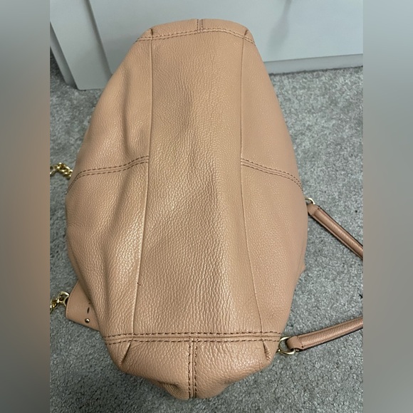 COACH PEBBLED BLUSH NUDE LEATHER LEXI CHAIN SHOULDER BAG W/ FLORAL TRIM #F25884 - Picture 5 of 11